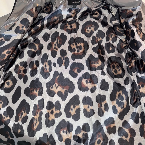 MYCRA PAC Jacket Designer A-LINE SLICKER / Nickel Leopard Hooded Zip M - Picture 7 of 12